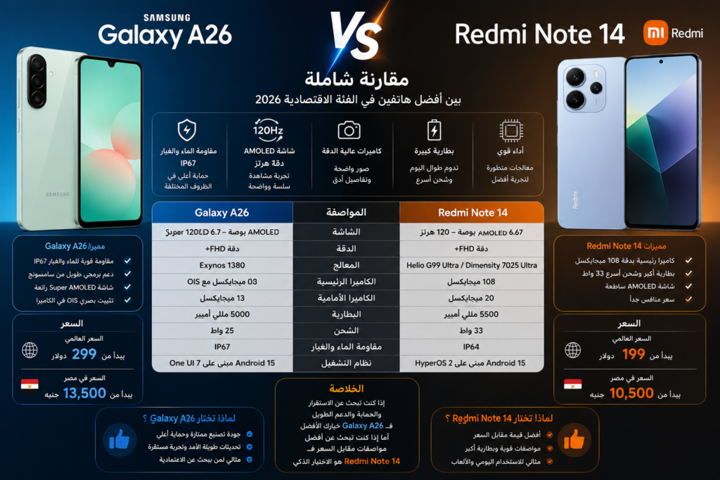 Galaxy A26 vs Redmi Note 14