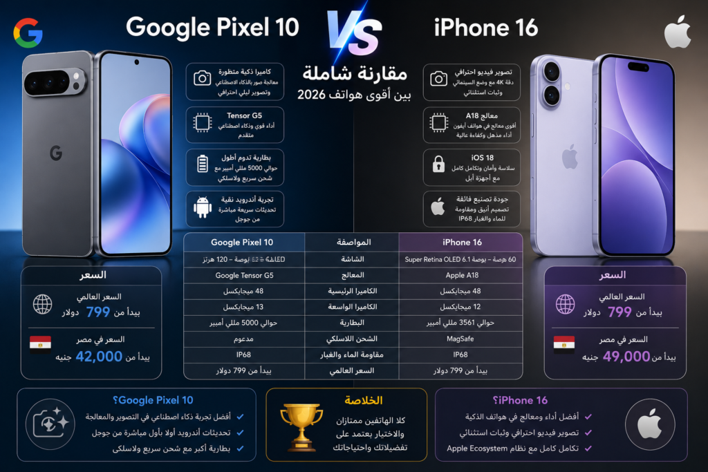 Google Pixel 10 vs iPhone 16