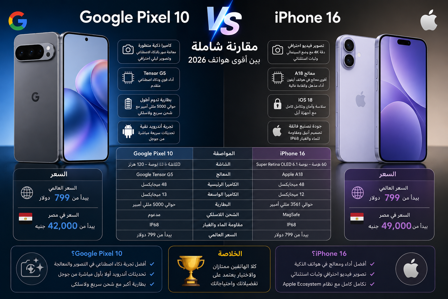 Google Pixel 10 vs iPhone 16
