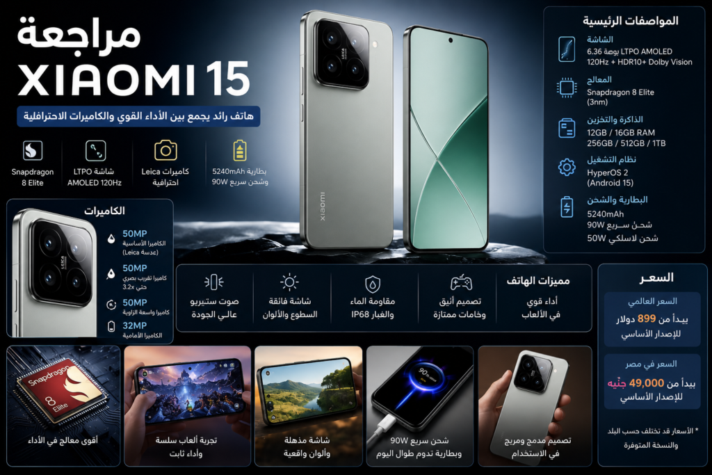 مراجعة Xiaomi 15 | المواصفات والمميزات والعيوب والسعر