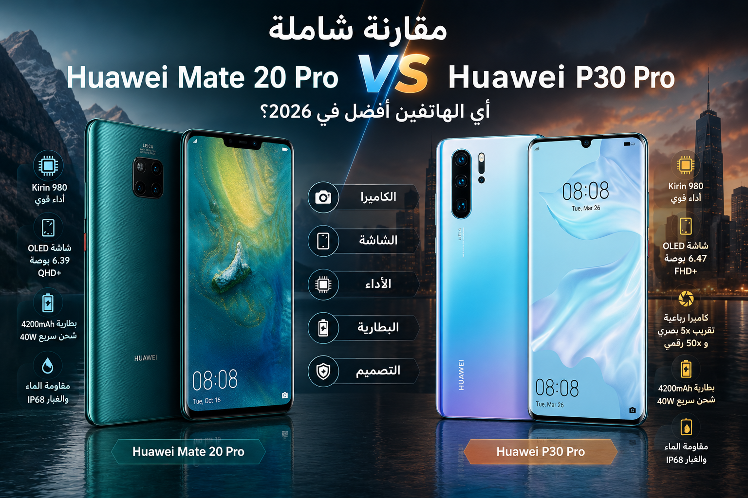 Huawei Mate 20 Pro وP30 Pro.